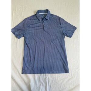 Rorie Whelan Golf Mens Blue Chevron Print Performance Polo Shirt Medium